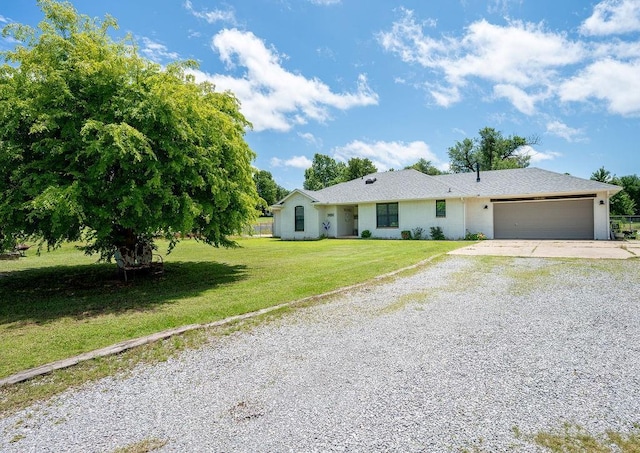 11110 Jeffords Ave, Choctaw, OK 73020 - single story home with gravel driveway, a garage, and a front lawn