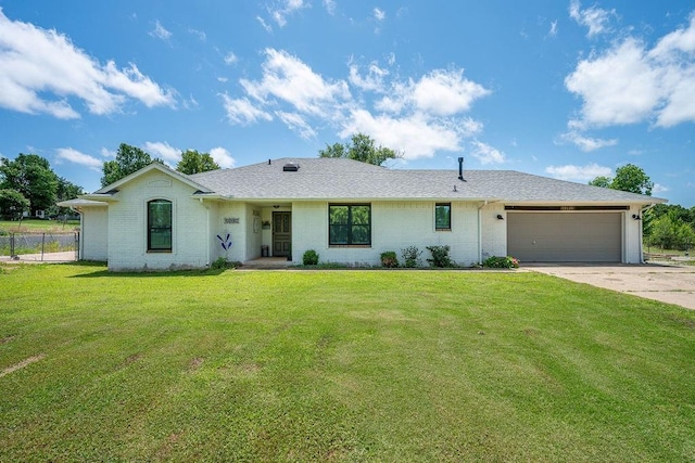 11110 Jeffords Ave, Choctaw, OK 73020 - ranch-style home with an attached garage, concrete driveway, brick siding, and roof with shingles