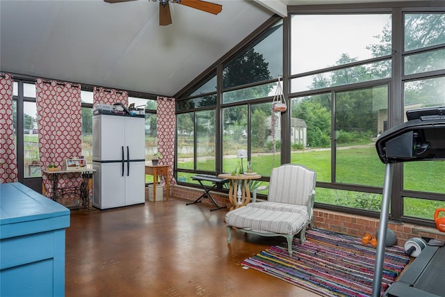 11110 Jeffords Ave, Choctaw, OK 73020 - sunroom / solarium featuring lofted ceiling and ceiling fan