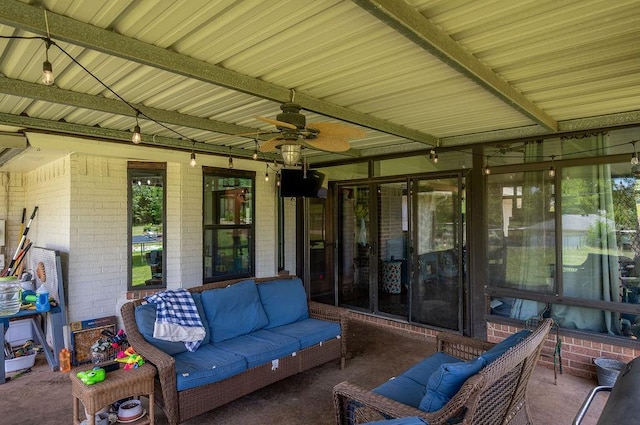 11110 Jeffords Ave, Choctaw, OK 73020 - view of patio featuring a ceiling fan and an outdoor hangout area