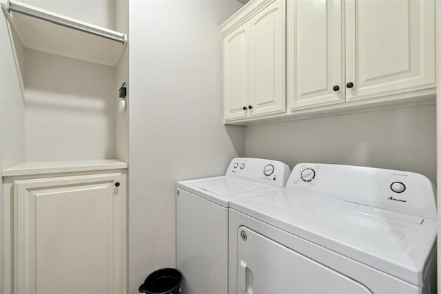 2528 E Bradley St, Shawnee, OK 74804 - laundry room featuring washing machine and dryer and cabinet space