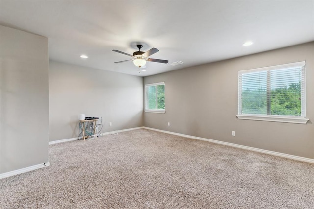4932 Mahogany Dr, Edmond, OK 73025 - empty room with carpet, a ceiling fan, baseboards, and recessed lighting