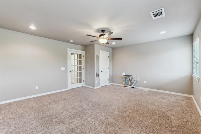 4932 Mahogany Dr, Edmond, OK 73025 - empty room with ceiling fan, carpet, baseboards, and recessed lighting