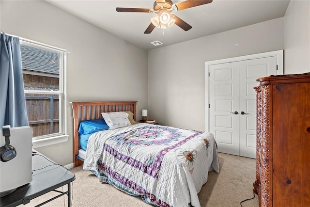 4813 Hidalgo Ave, Mustang, OK 73064 - carpeted bedroom featuring a closet and ceiling fan