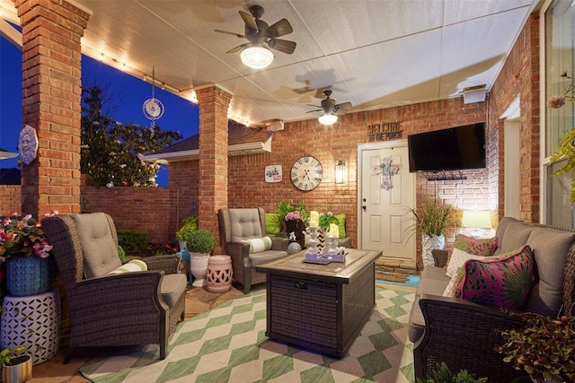 205 W Waterfront Dr, Tuttle, OK 73089 - view of patio / terrace with outdoor lounge area and ceiling fan