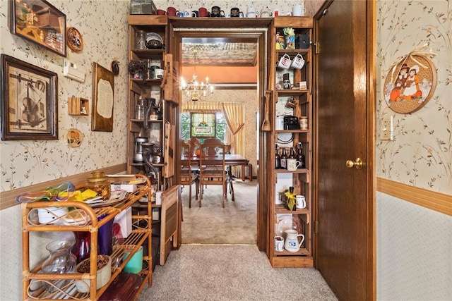 1205 Francis Ln, Kingfisher, OK 73750 - office space featuring wallpapered walls, carpet flooring, and a chandelier