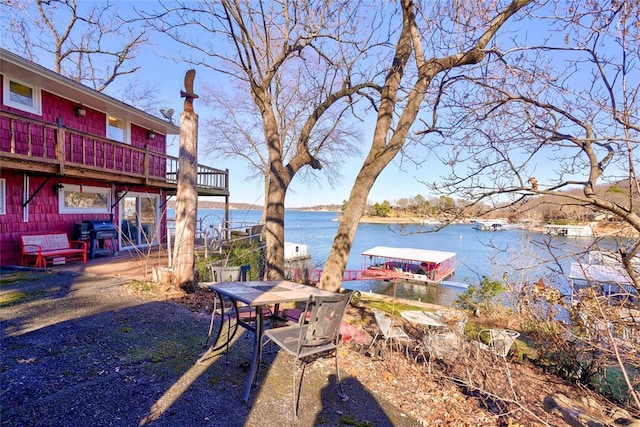926 Park Cove Ln, Eucha, OK 74342 - view of yard with a deck with water view and a patio