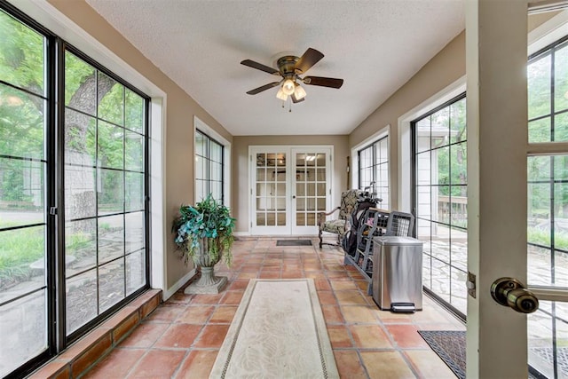 1736 Bryant Cir, Norman, OK 73026 - sunroom / solarium featuring french doors and a textured ceiling