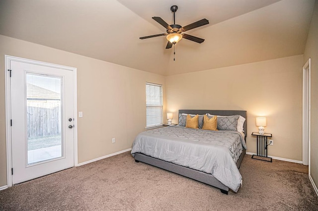 12604 William Penn Blvd, Oklahoma City, OK 73103 - bedroom featuring carpet floors, access to outside, and ceiling fan
