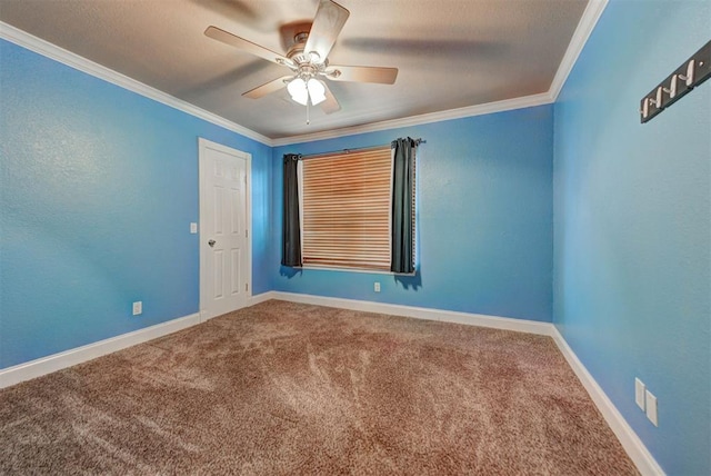 846 Two Forty Pl, Oklahoma City, OK 73139 - carpeted empty room with ornamental molding, ceiling fan, and a textured ceiling