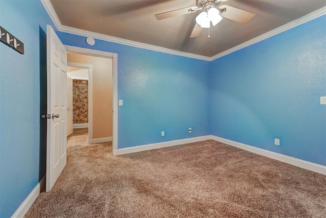 846 Two Forty Pl, Oklahoma City, OK 73139 - unfurnished room with carpet floors, ornamental molding, and ceiling fan