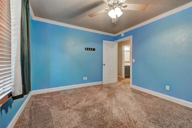 846 Two Forty Pl, Oklahoma City, OK 73139 - spare room with ornamental molding, carpet flooring, and ceiling fan