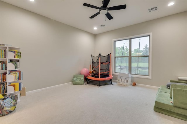 6524 NE 96th Cir, Oklahoma City, OK 73151 - sitting room with carpet, recessed lighting, and ceiling fan