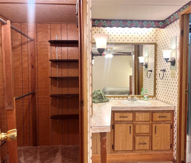 416 E Quail Rd, Chickasha, OK 73018 - full bathroom featuring vanity and a shower with shower door