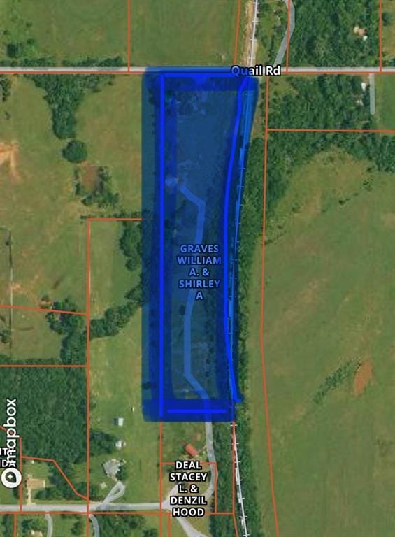 416 E Quail Rd, Chickasha, OK 73018 - aerial map of property and surrounding area with property boundaries highlighted