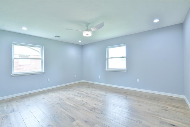 336 N Sherry Ave, Norman, OK 73069 - empty room featuring ceiling fan, light wood-style flooring, and recessed lighting
