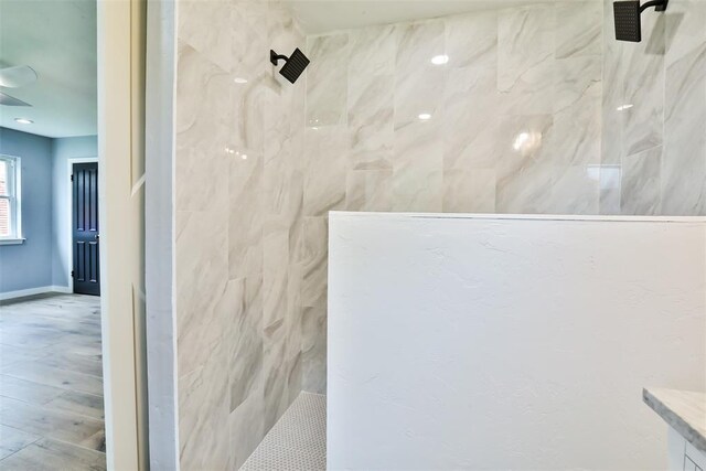 336 N Sherry Ave, Norman, OK 73069 - bathroom with a marble finish shower and vanity