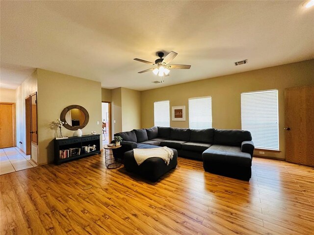 12 Northwood Dr, Shawnee, OK 74804 - living area featuring light wood-type flooring and a ceiling fan