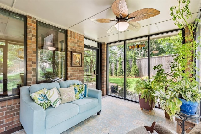 3201 Pinehurst Dr, Norman, OK 73072 - sunroom / solarium with a ceiling fan and an outdoor living space