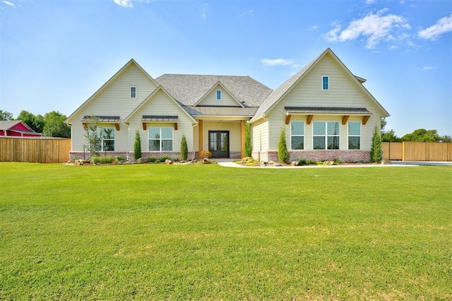 612 E Coffee Creek Rd, Edmond, OK 73034 - craftsman inspired home featuring french doors, a standing seam roof, metal roof, and brick siding