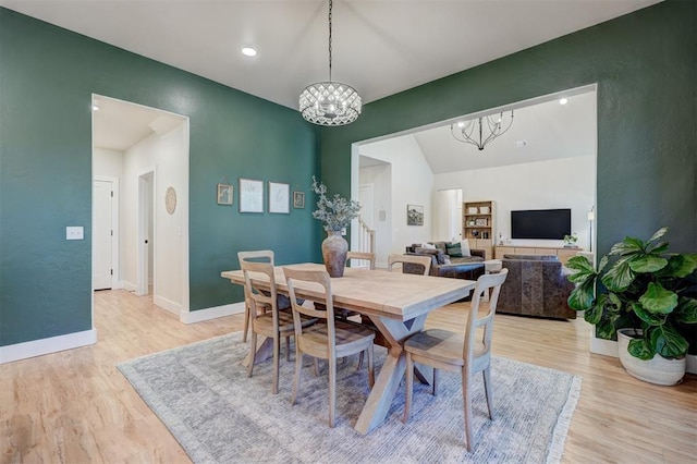 612 E Coffee Creek Rd, Edmond, OK 73034 - dining room with a chandelier, light wood-style flooring, baseboards, and recessed lighting