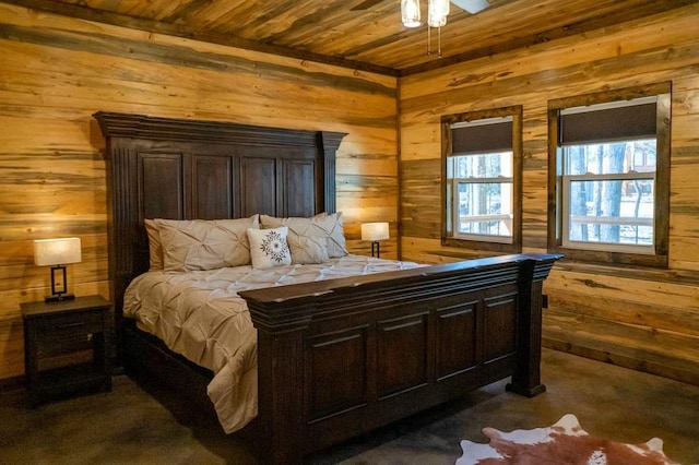 161 Champion Way, Broken Bow, OK 74728 - bedroom featuring wooden walls and wooden ceiling
