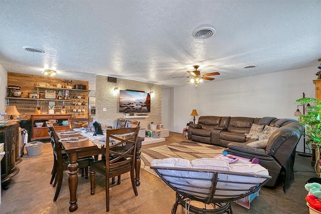 1301 Canterbury Blvd, Altus, OK 73521 - living room with a textured ceiling and ceiling fan