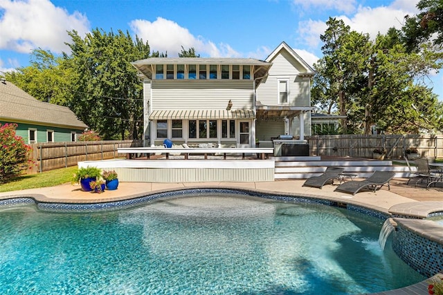 516 S Macomb Ave, El Reno, OK 73036 - view of swimming pool with a fenced backyard and a patio