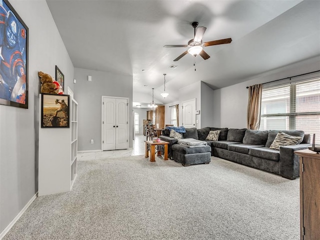 5805 Marblewood Dr, Oklahoma City, OK 73179 - living area with light carpet and a ceiling fan