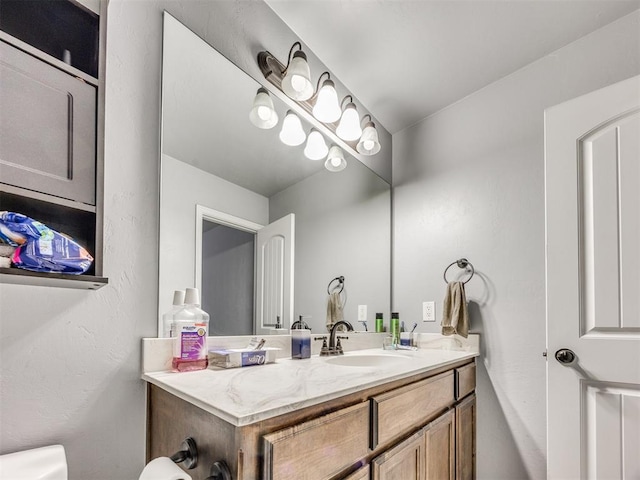 5805 Marblewood Dr, Oklahoma City, OK 73179 - half bathroom featuring vanity and toilet