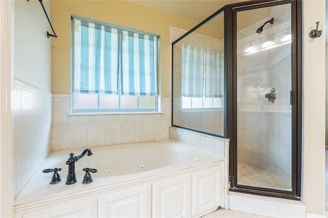 6373 Stone Valley Dr, Edmond, OK 73034 - bathroom with a stall shower and a jetted tub