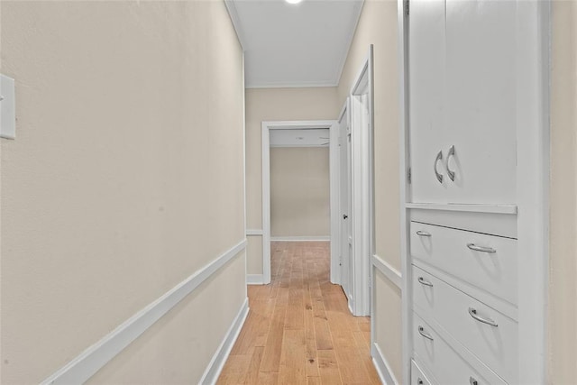 1616 SW 6th Ave, Ardmore, OK 73401 - hallway with light wood-style flooring, crown molding, and baseboards