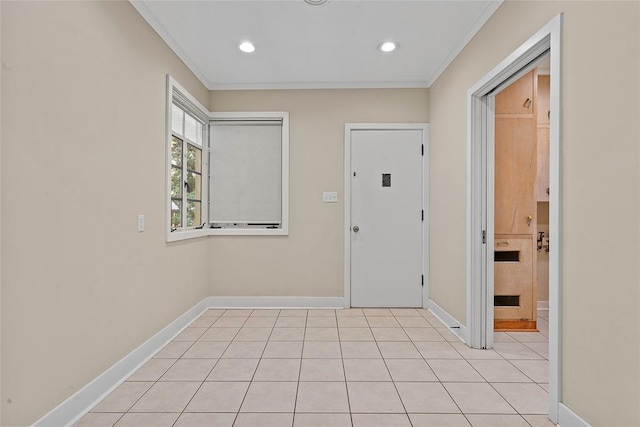 1616 SW 6th Ave, Ardmore, OK 73401 - entryway with crown molding, baseboards, light tile patterned floors, and recessed lighting