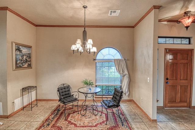 3100 Windward Ct, Norman, OK 73072 - foyer entrance with ornamental molding, a chandelier, and baseboards