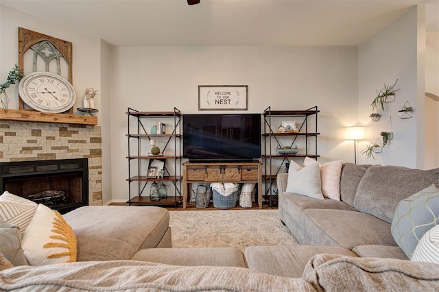 4236 Notting Hill Dr, Moore, OK 73160 - living room featuring wood finished floors and a fireplace