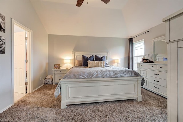 4236 Notting Hill Dr, Moore, OK 73160 - bedroom featuring lofted ceiling, light colored carpet, and a ceiling fan