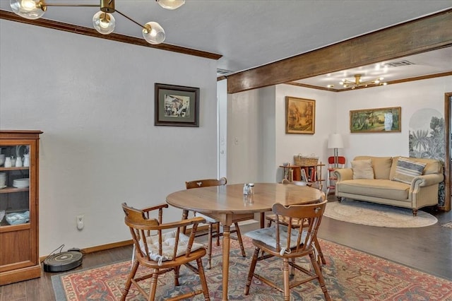 912 SW 4th Pl, Moore, OK 73160 - dining room featuring crown molding, wood finished floors, and baseboards