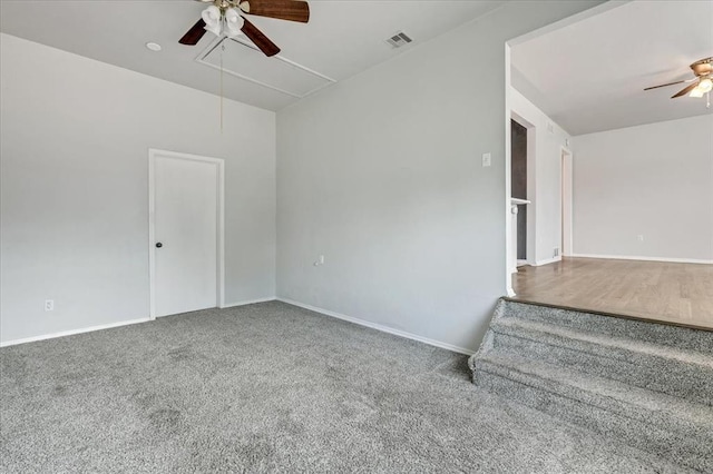 615 Ridgecrest Rd, Edmond, OK 73013 - carpeted empty room with ceiling fan, attic access, and baseboards