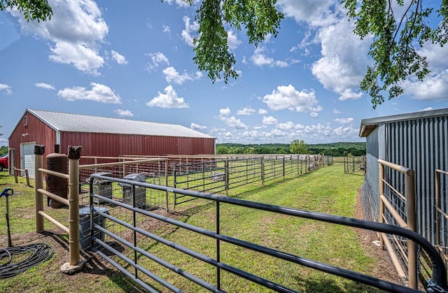 106049 N 3855-1 Rd, Weleetka, OK 74880 - view of yard featuring an exterior structure, an outdoor structure, and a view of countryside