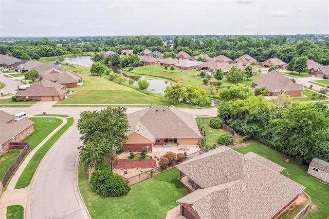 709 S Greengate Dr, Yukon, OK 73099 - aerial perspective of suburban area featuring a large body of water