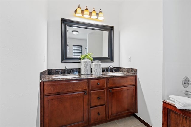 709 S Greengate Dr, Yukon, OK 73099 - bathroom with double vanity and tile patterned flooring