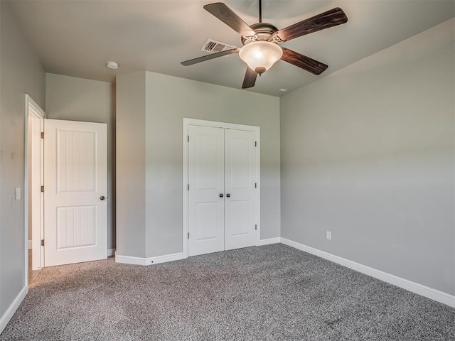 5021 SE 12th Ave, Washington, OK 73093 - unfurnished bedroom featuring carpet floors, a closet, and ceiling fan