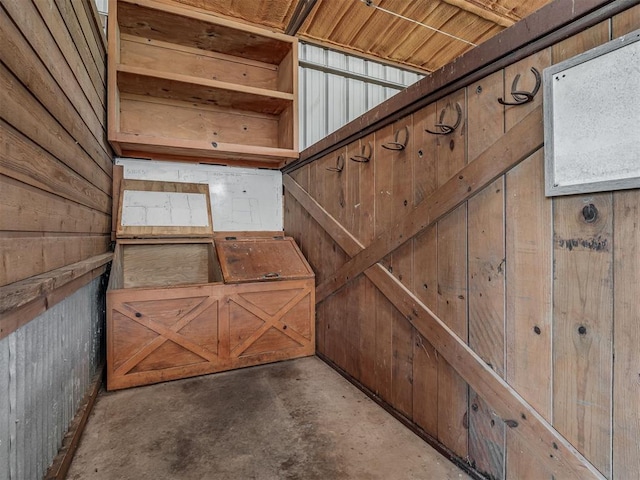 5021 SE 12th Ave, Washington, OK 73093 - stairs featuring concrete floors and wooden walls