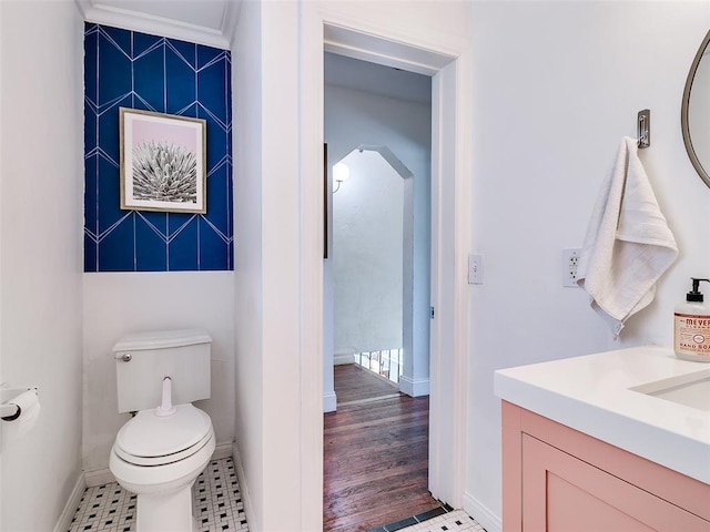 2647 NW 24th St, Oklahoma City, OK 73107 - bathroom featuring vanity, toilet, and baseboards