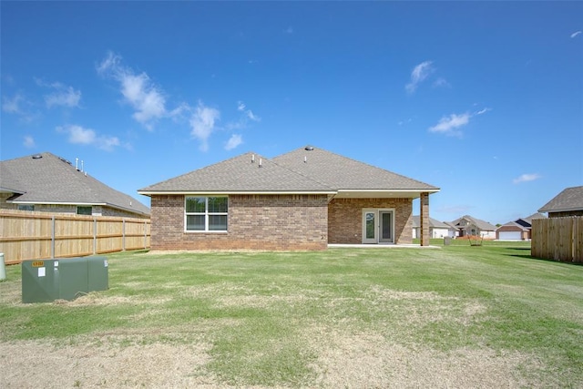 14128 Hamlet Way, Piedmont, OK 73078 - back of house with french doors, brick siding, and a shingled roof