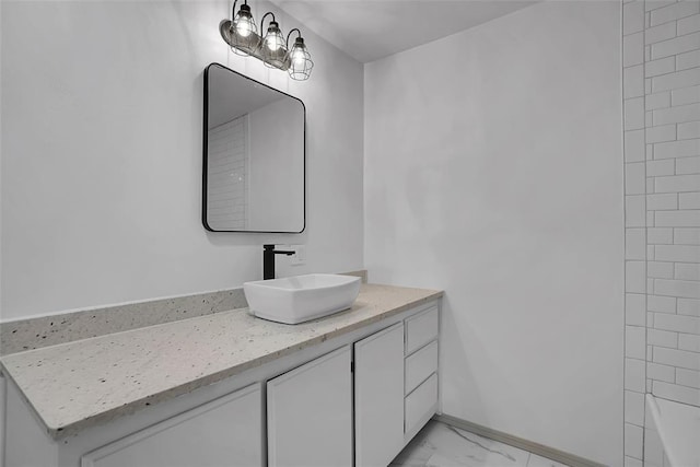 1048 Elk St, Altus, OK 73521 - full bathroom with vanity and marble finish flooring
