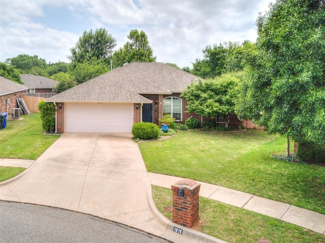 1816 Concord Pl, Norman, OK 73071 - view of front of house with brick siding, a garage, concrete driveway, and a shingled roof
