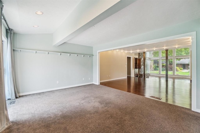 4208 Briarcrest St, Norman, OK 73072 - carpeted spare room with beamed ceiling and recessed lighting