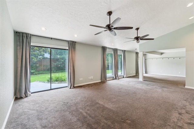 4208 Briarcrest St, Norman, OK 73072 - carpeted spare room with a textured ceiling, ceiling fan, and recessed lighting