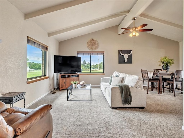34207 Clearpond Rd, Shawnee, OK 74801 - living area with light colored carpet, a ceiling fan, and baseboards